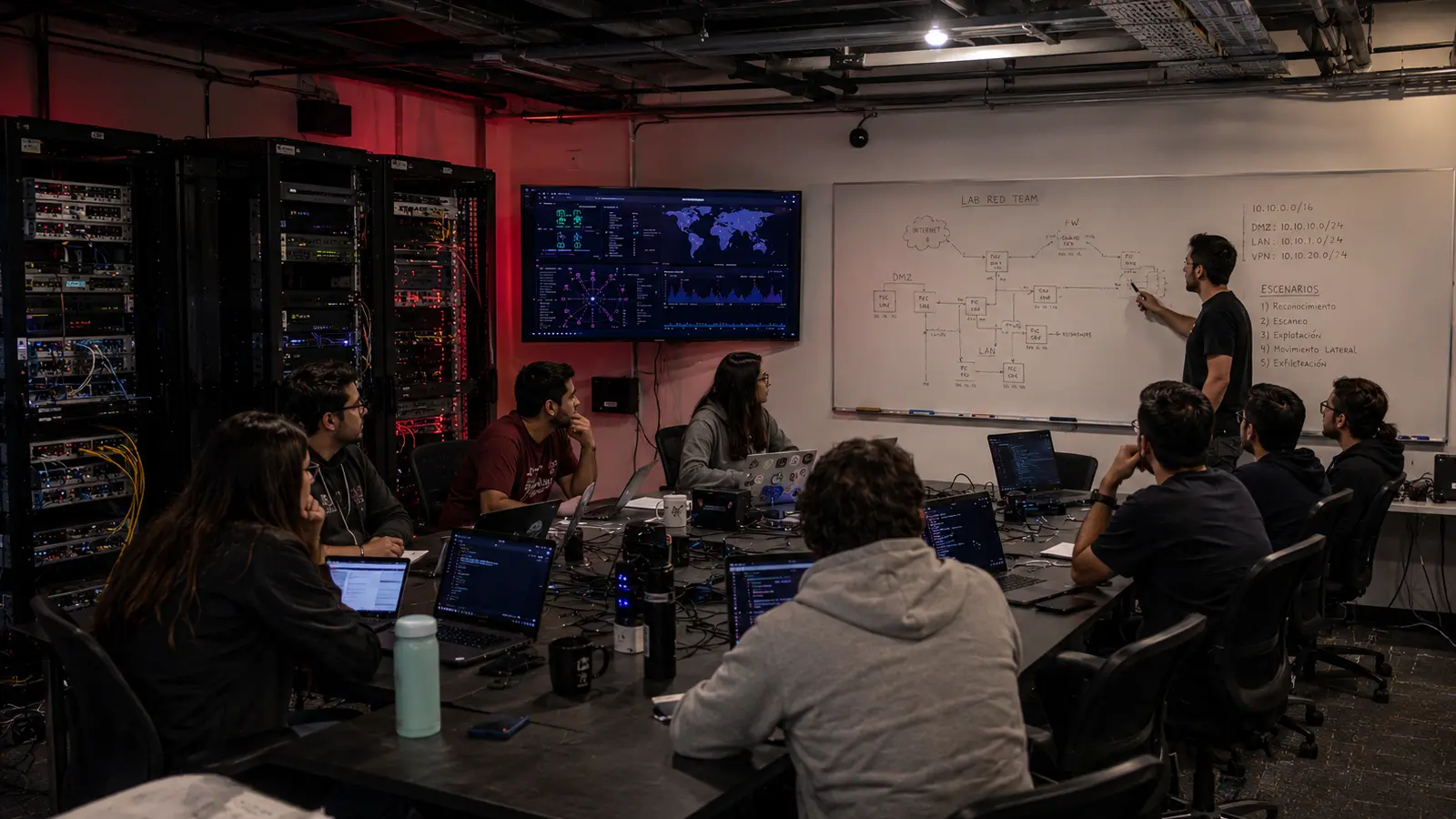 Laboratorio fisico Campus SLP - estudiantes UNIAT en lab de ciberseguridad